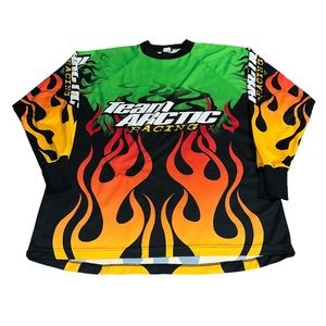 VTG 90s Team Arctic Racing Arctic Cat Arcticwear BMX Jersey Flames Y2K